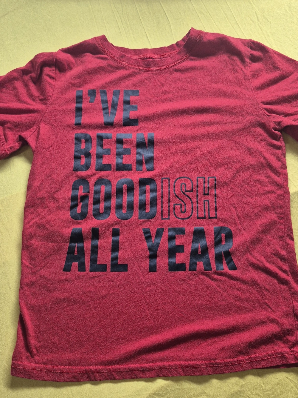Kids Pink Short Sleeve Tee with Bold Navy Graphic